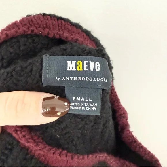 Anthropologie Maeve Mock Neck Sweater Black with Pink Trim Size Small - Picture 5 of 5